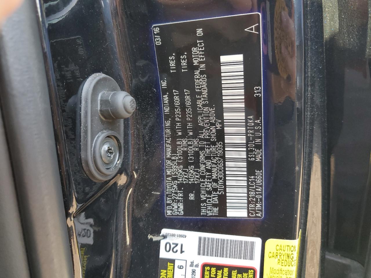 2016 Toyota Sienna Xle VIN: 5TDYK3DC0GS719095 Lot: 81271625