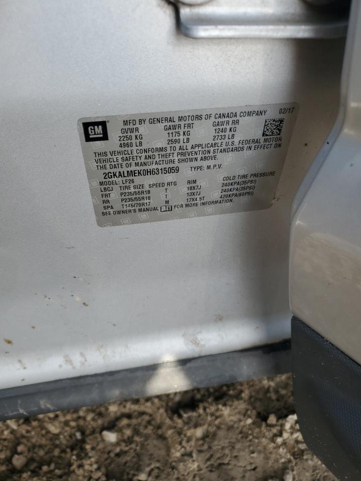 2017 GMC Terrain Sle VIN: 2GKALMEK0H6315059 Lot: 81278275