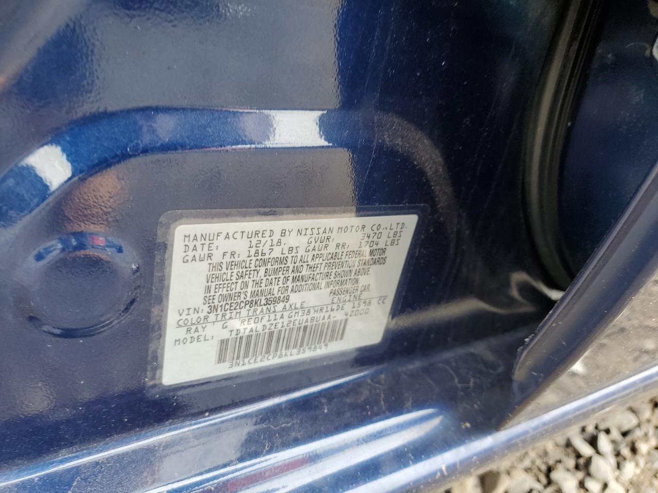 2019 Nissan Versa Note S VIN: 3N1CE2CP8KL359849 Lot: 84017055