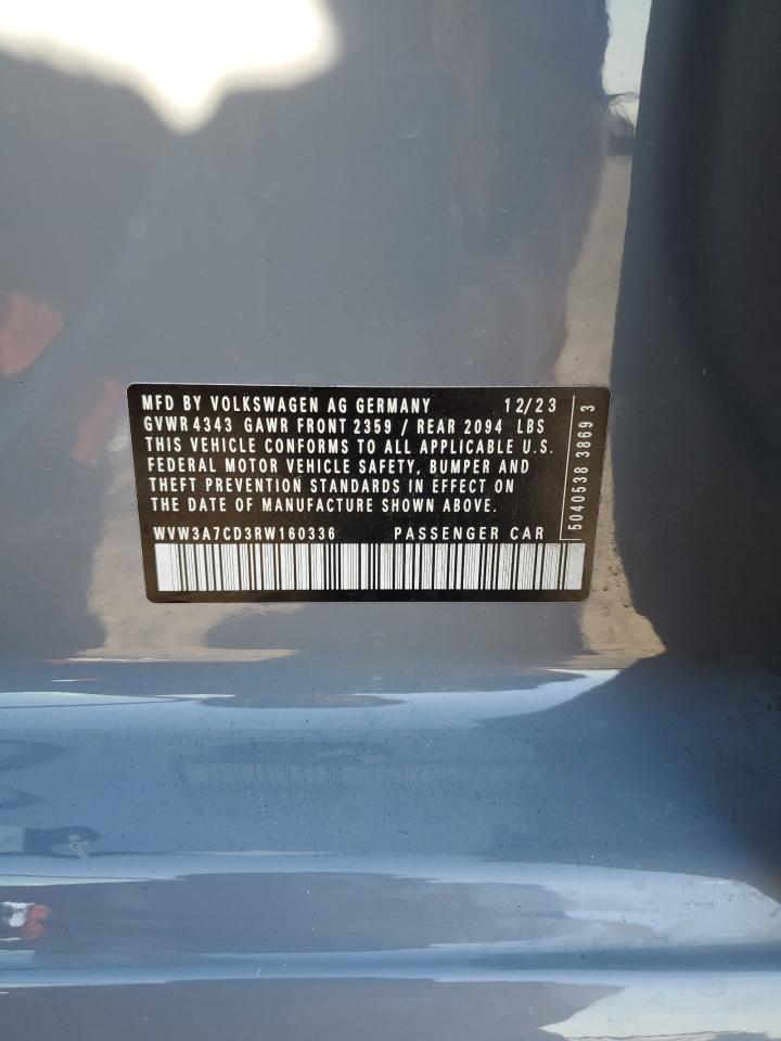 2024 Volkswagen Gti Se VIN: WVW3A7CD3RW160336 Lot: 84251535