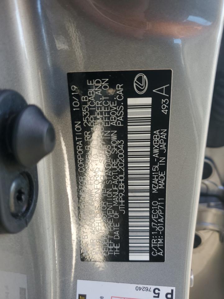 2020 Lexus Ux 250H VIN: JTHP9JBH0L2020043 Lot: 81809195