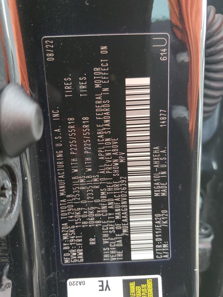 2022 Toyota Corolla Cross Xle VIN: 7MUEAAAG8NV026392 Lot: 80887905