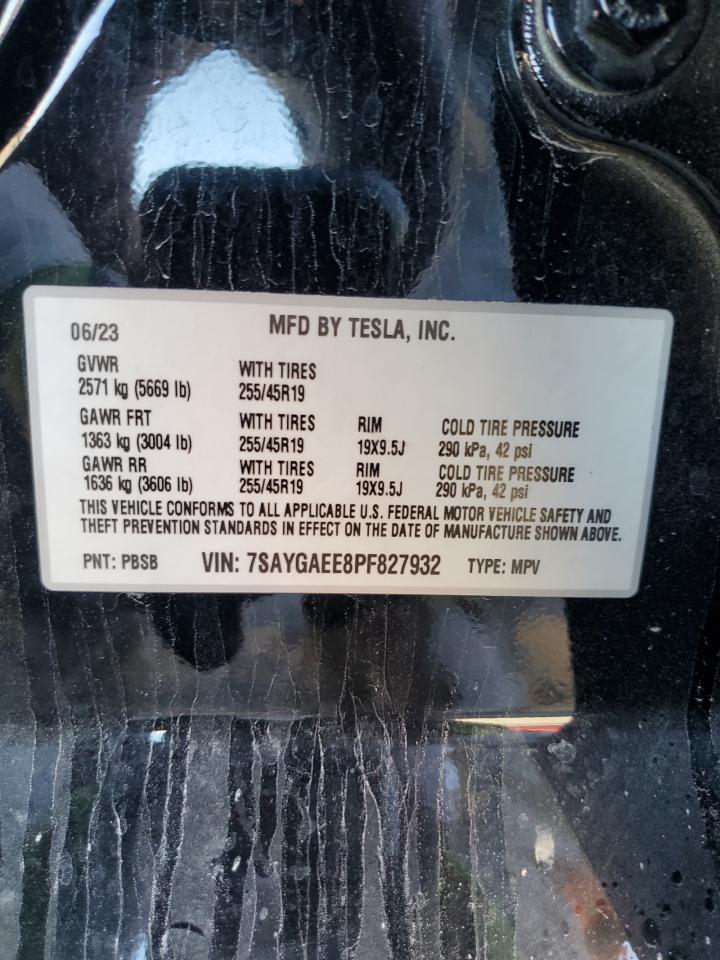 2023 Tesla Model Y VIN: 7SAYGAEE8PF827932 Lot: 71289425