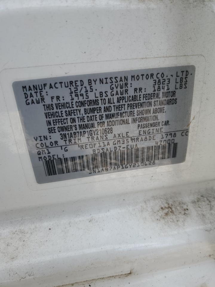 2016 Nissan Sentra S VIN: 3N1AB7AP1GY210628 Lot: 83939945