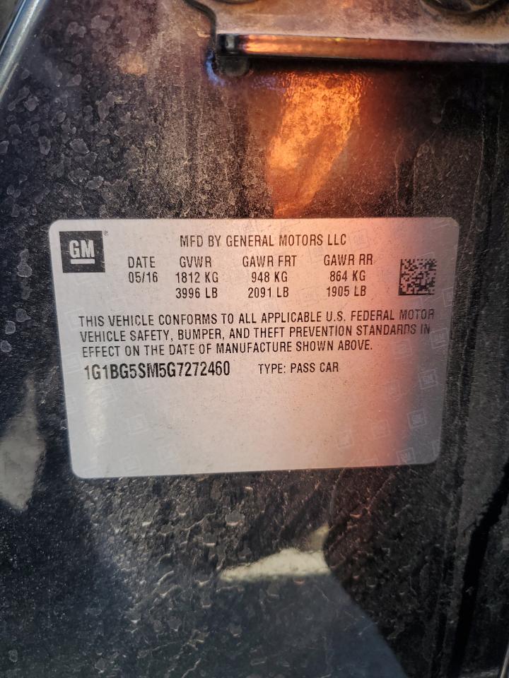 2016 Chevrolet Cruze Premier VIN: 1G1BG5SM5G7272460 Lot: 71534645
