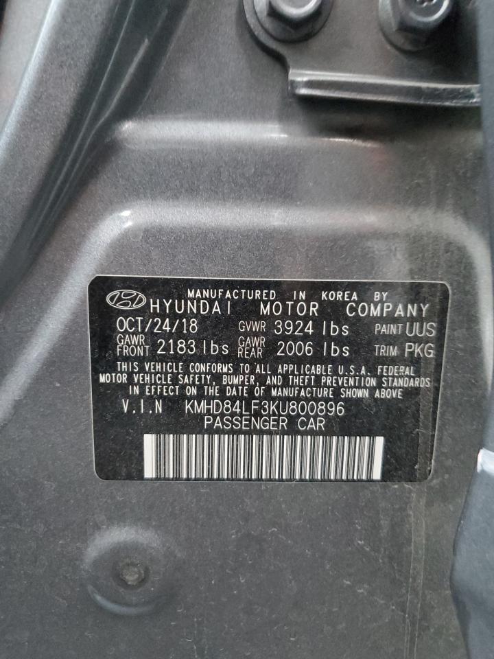 2019 Hyundai Elantra Sel VIN: KMHD84LF3KU800896 Lot: 80729895
