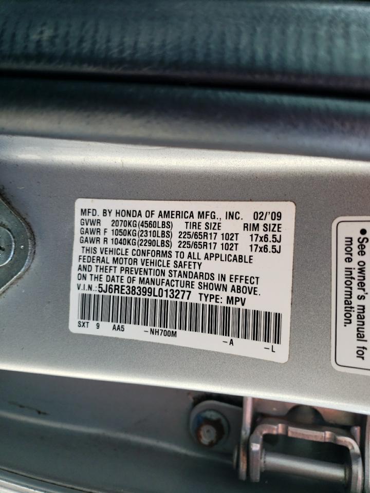 2009 Honda Cr-V Lx VIN: 5J6RE38399L013277 Lot: 71412885