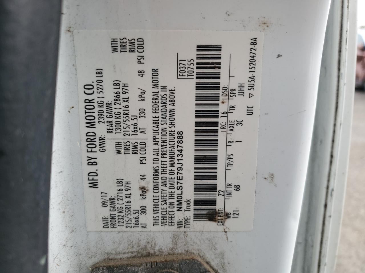 2018 Ford Transit Connect Xl VIN: NM0LS7E79J1347888 Lot: 84553225