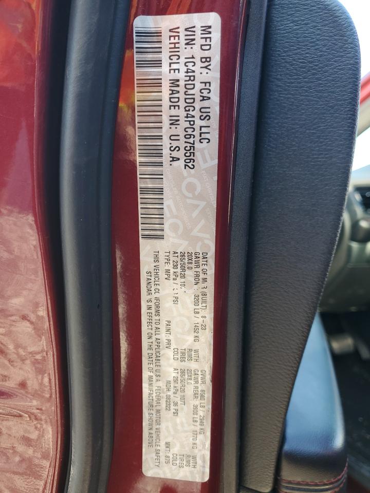 2023 Dodge Durango Gt VIN: 1C4RDJDG4PC675562 Lot: 81829065