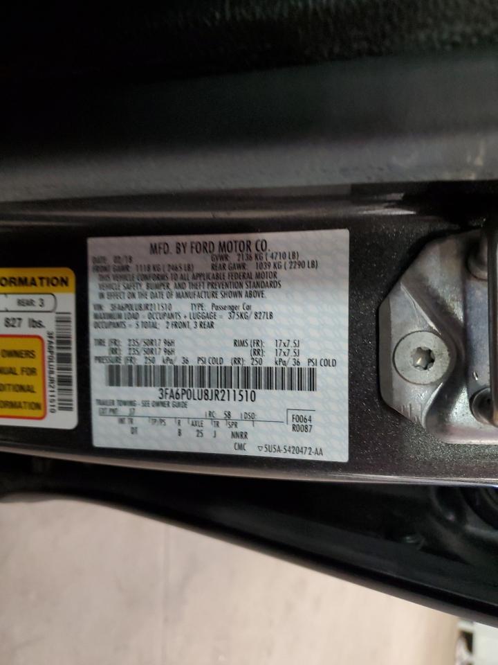 2018 Ford Fusion Se Hybrid VIN: 3FA6P0LU8JR211510 Lot: 82037765