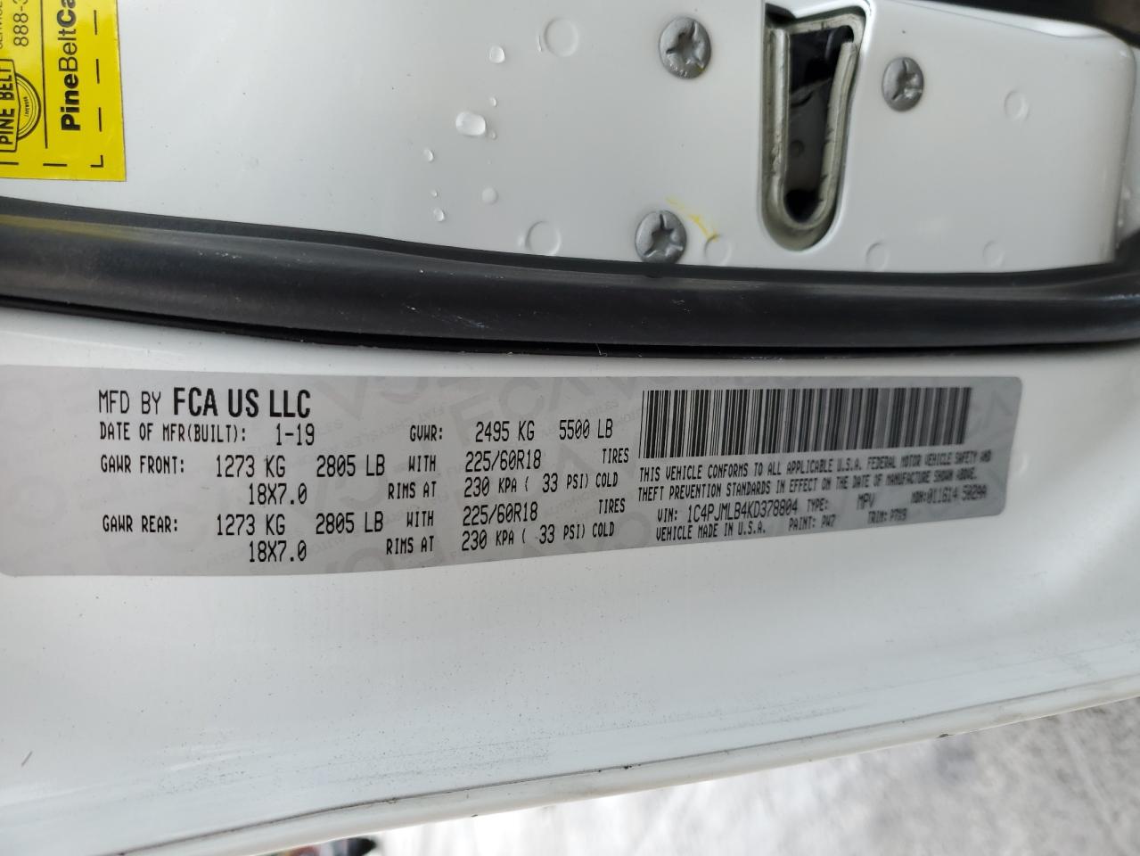 2019 Jeep Cherokee Latitude Plus VIN: 1C4PJMLB4KD378804 Lot: 71081955