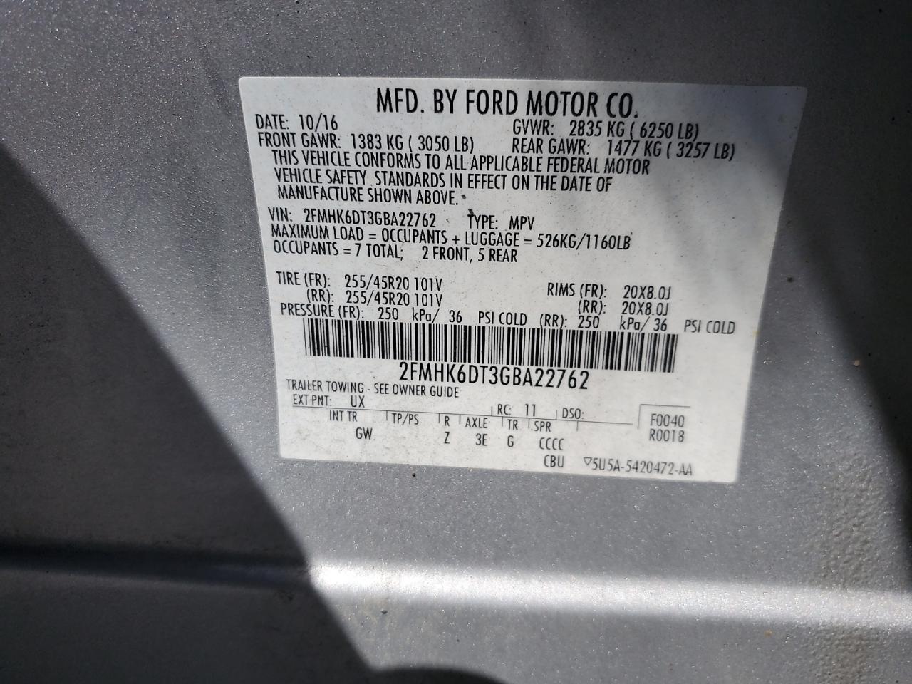 2016 Ford Flex Limited VIN: 2FMHK6DT3GBA22762 Lot: 71168785