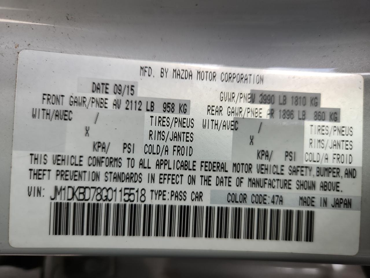 2016 Mazda Cx-3 Grand VIN: JM1DKBD78G0115518 Lot: 84453565