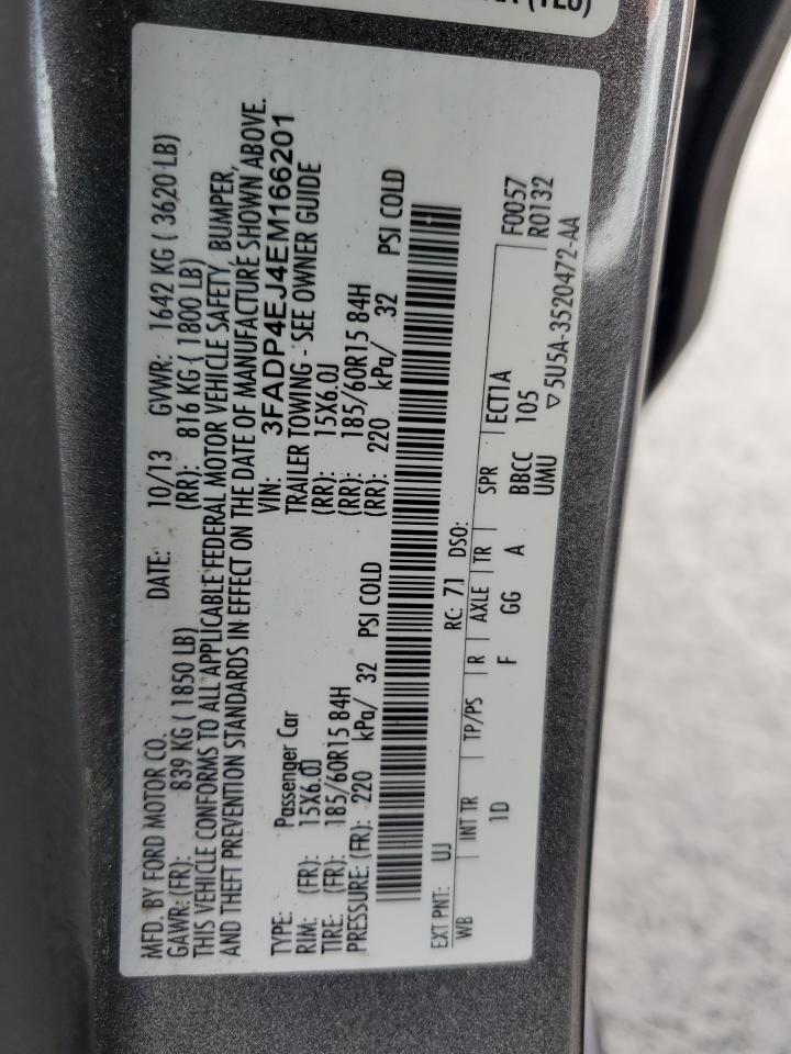 2014 Ford Fiesta Se VIN: 3FADP4EJ4EM166201 Lot: 80356895