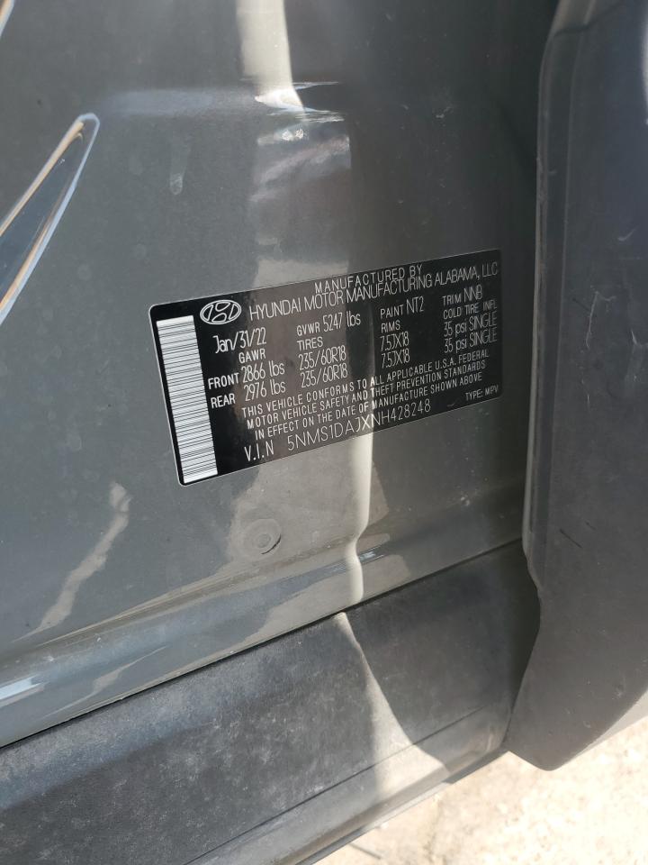 2022 Hyundai Santa Fe Se VIN: 5NMS1DAJXNH428248 Lot: 80201055