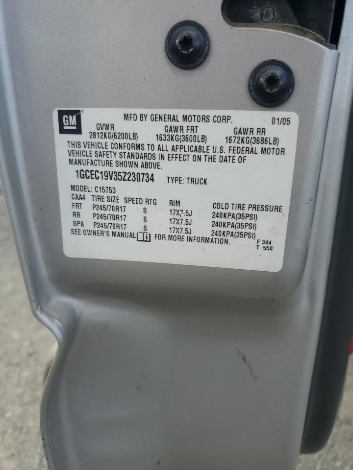 2005 Chevrolet Silverado C1500 VIN: 1GCEC19V35Z230734 Lot: 81776345