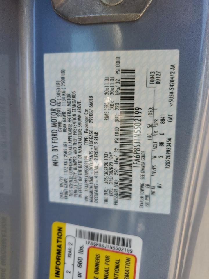 2022 Ford Mustang Shelby Gt500 VIN: 1FA6P8SJ1N5502199 Lot: 71919685