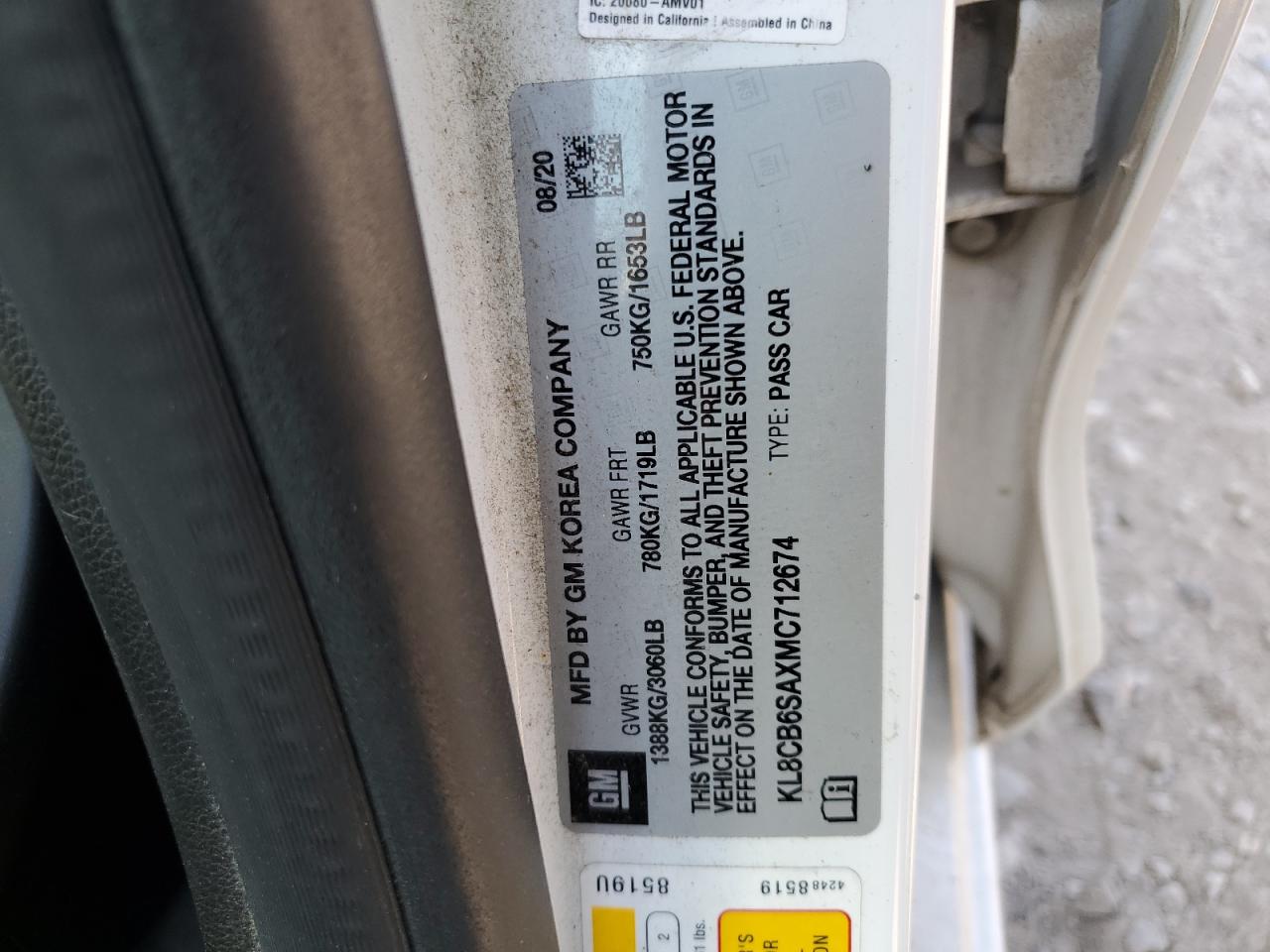 KL8CB6SAXMC712674 2021 Chevrolet Spark Ls