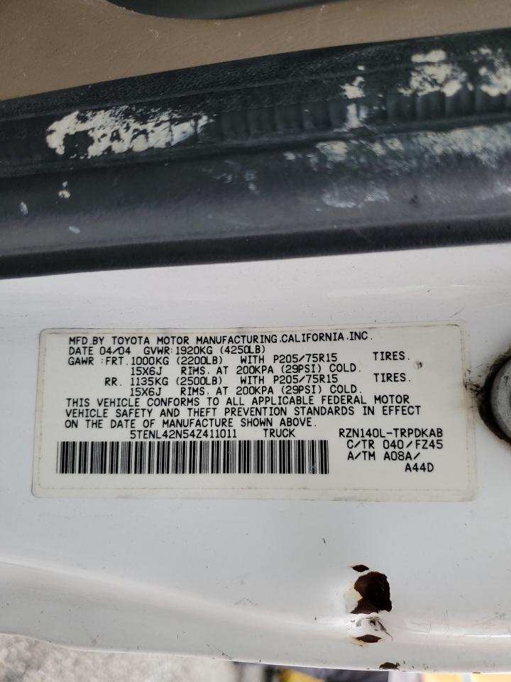 2004 Toyota Tacoma VIN: 5TENL42N54Z411011 Lot: 81831255