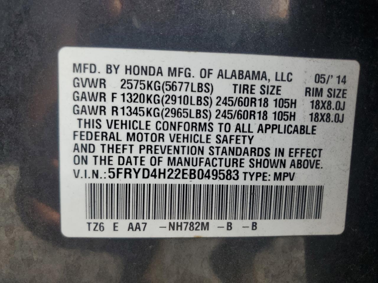 2014 Acura Mdx VIN: 5FRYD4H22EB049583 Lot: 80273055