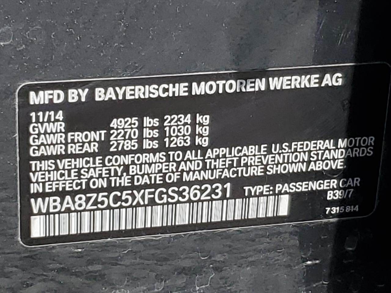 2015 BMW 328 Xigt Sulev VIN: WBA8Z5C5XFGS36231 Lot: 71468445