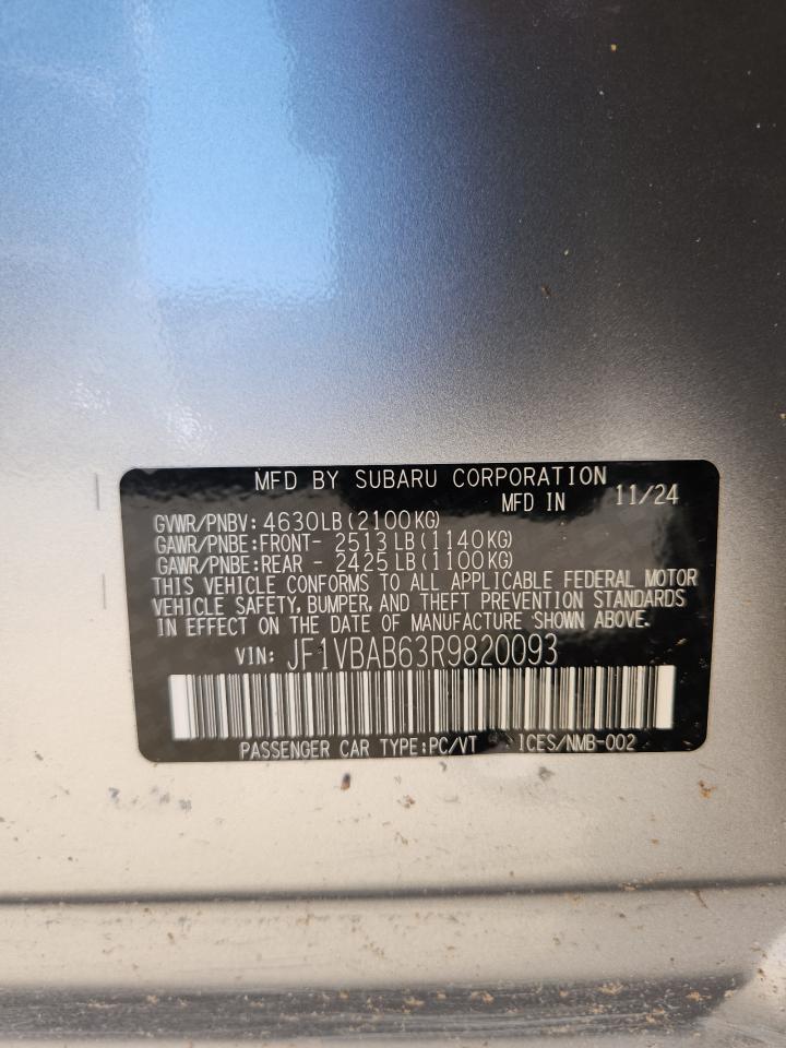 2024 Subaru Wrx VIN: JF1VBAB63R9820093 Lot: 81707725