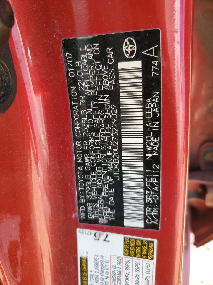 2007 Toyota Prius VIN: JTDKB20U273229029 Lot: 81292755