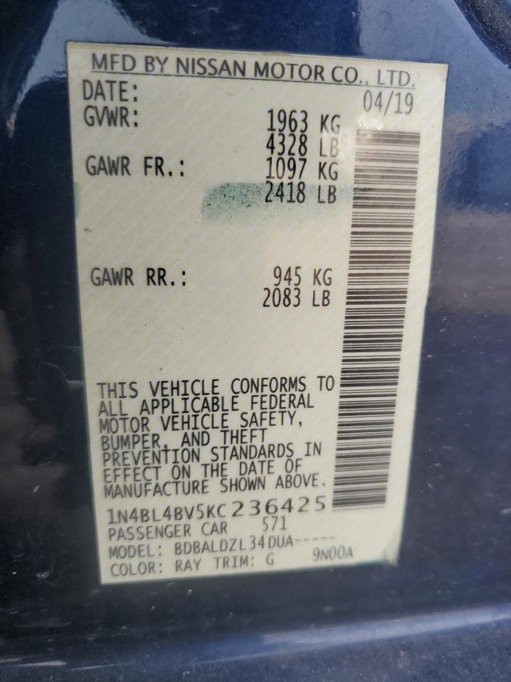 2019 Nissan Altima S VIN: 1N4BL4BV5KC236425 Lot: 71208025