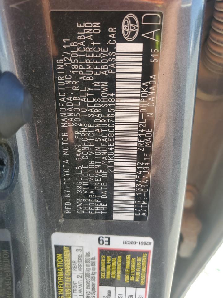 2012 Toyota Corolla Matrix VIN: 2T1KU4EE8CC765184 Lot: 81576955