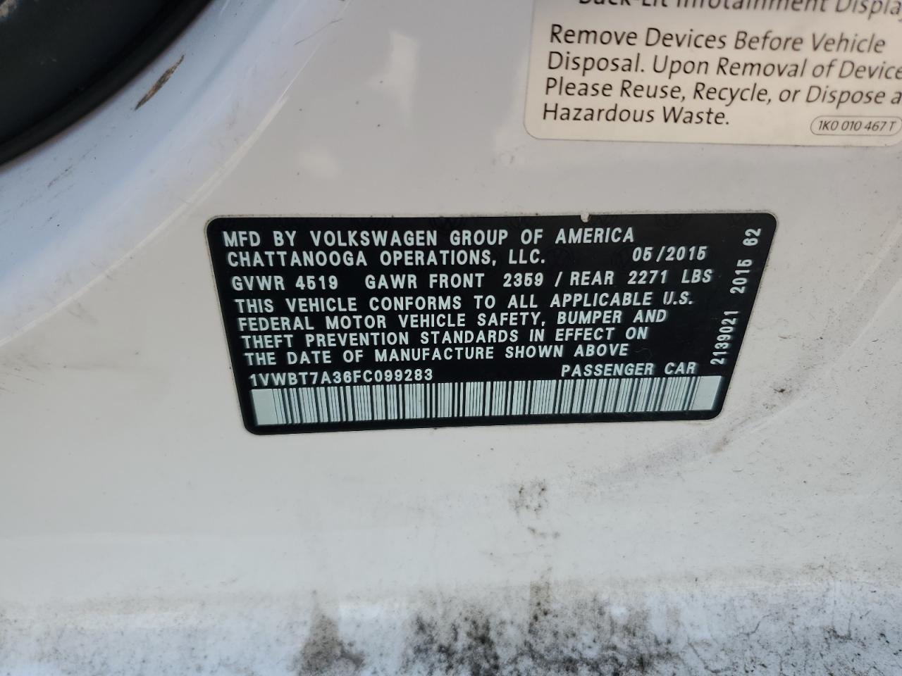 2015 Volkswagen Passat Se VIN: 1VWBT7A36FC099283 Lot: 81553045