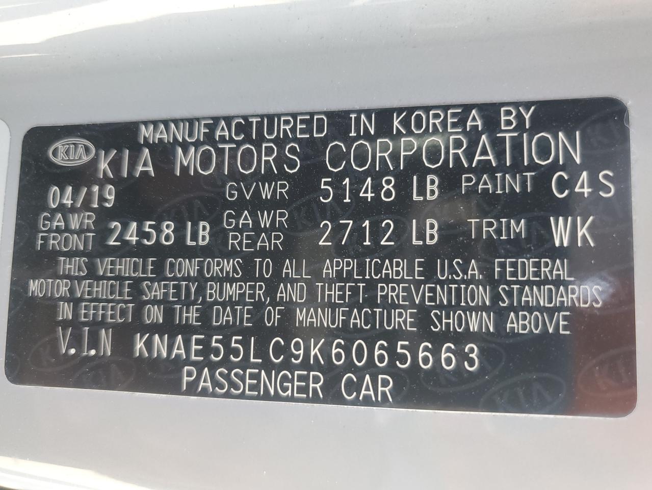 2019 Kia Stinger Gt2 VIN: KNAE55LC9K6065663 Lot: 80441405