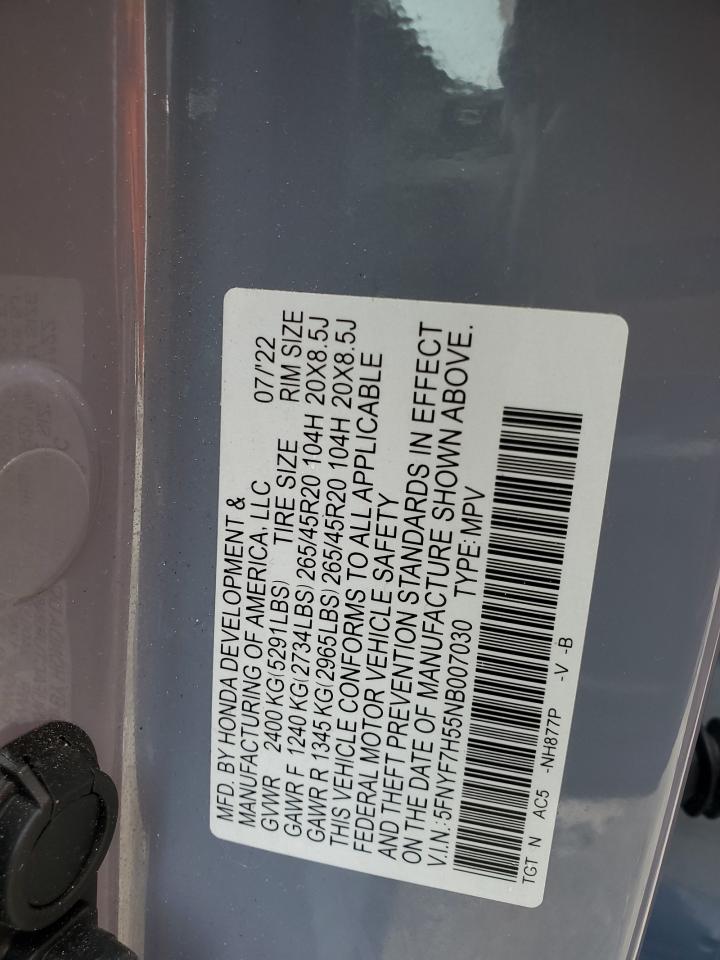 2022 Honda Passport Exl VIN: 5FNYF7H55NB007030 Lot: 84402415