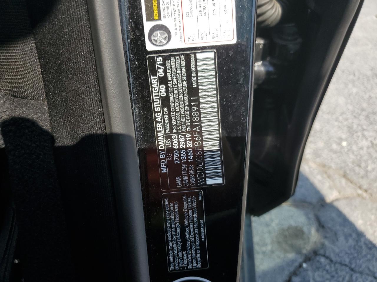 2015 Mercedes-Benz S 550 4Matic VIN: WDDUG8FB6FA188911 Lot: 80801665