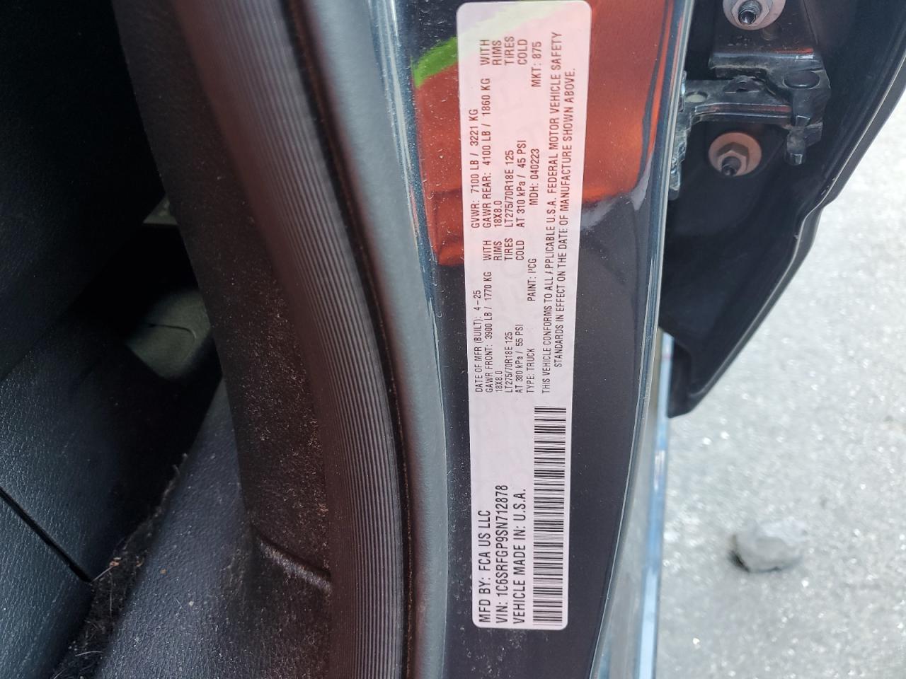 2025 Ram 1500 Tradesman VIN: 1C6SRFGP9SN712878 Lot: 81795655