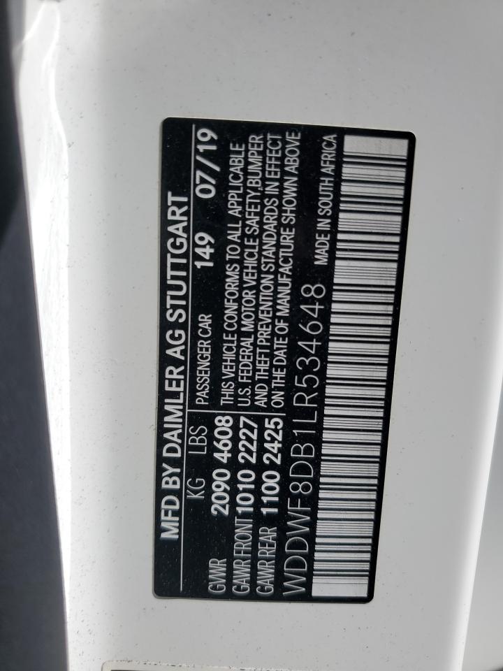 2020 Mercedes-Benz C 300 VIN: WDDWF8DB1LR534648 Lot: 80762015