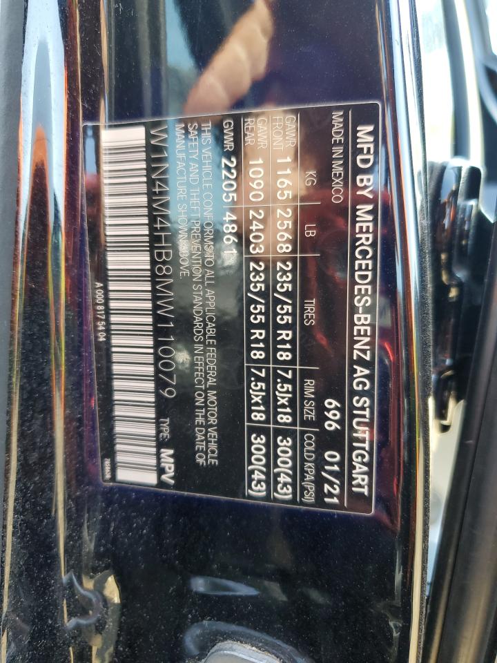 2021 Mercedes-Benz Glb 250 4Matic VIN: W1N4M4HB8MW110079 Lot: 80870515