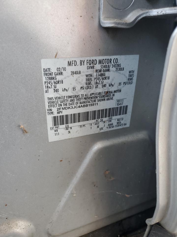 2010 Ford Edge Sel VIN: 2FMDK3JC4ABB15511 Lot: 80514785