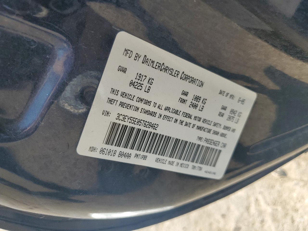 2005 Chrysler Pt Cruiser Touring VIN: 3C3EY55E05T628462 Lot: 85553045