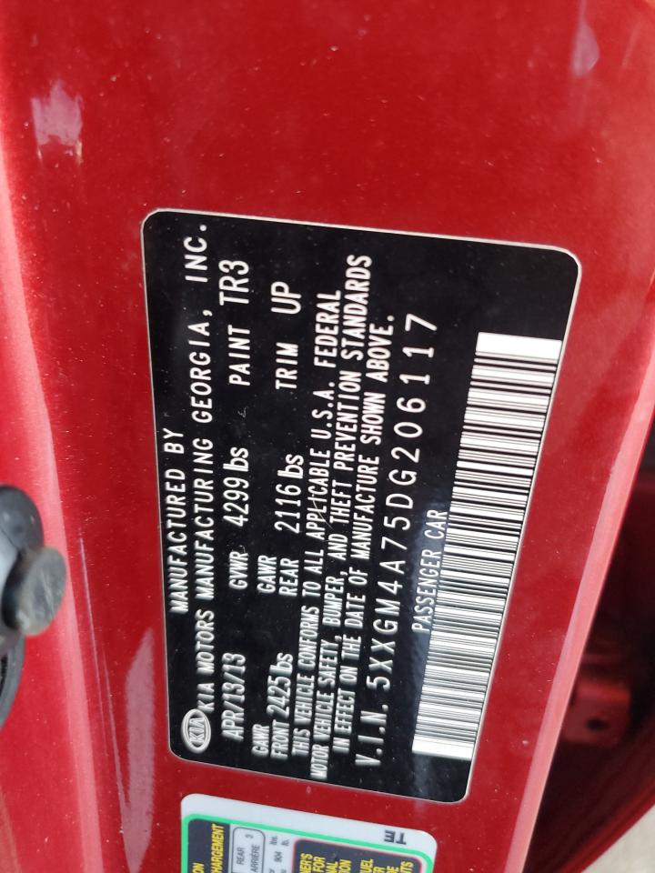 2013 Kia Optima Lx VIN: 5XXGM4A75DG206117 Lot: 81643875