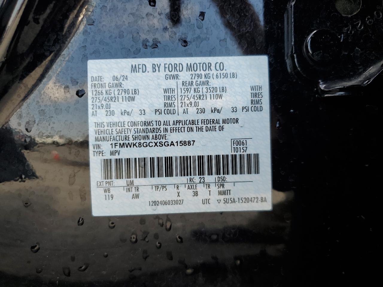 2025 Ford Explorer St VIN: 1FMWK8GCXSGA15887 Lot: 71158785