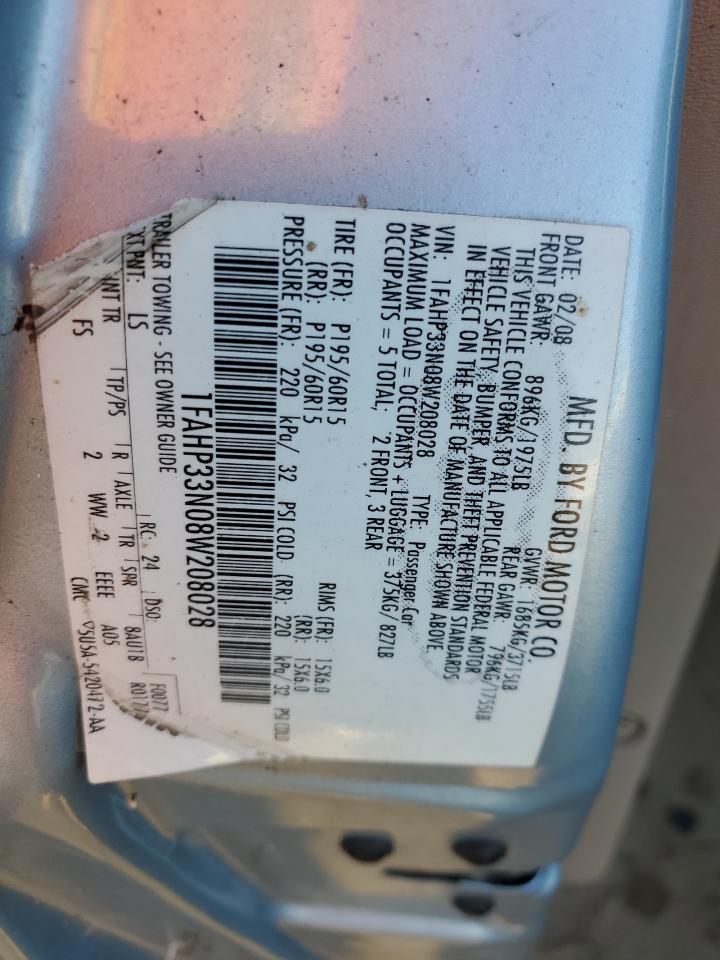 2008 Ford Focus Se VIN: 1FAHP33N08W208028 Lot: 80749155