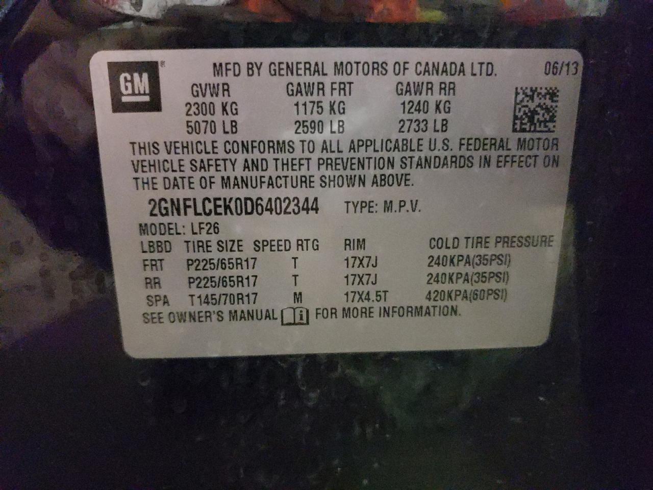 2013 Chevrolet Equinox Ls VIN: 2GNFLCEK0D6402344 Lot: 80135855