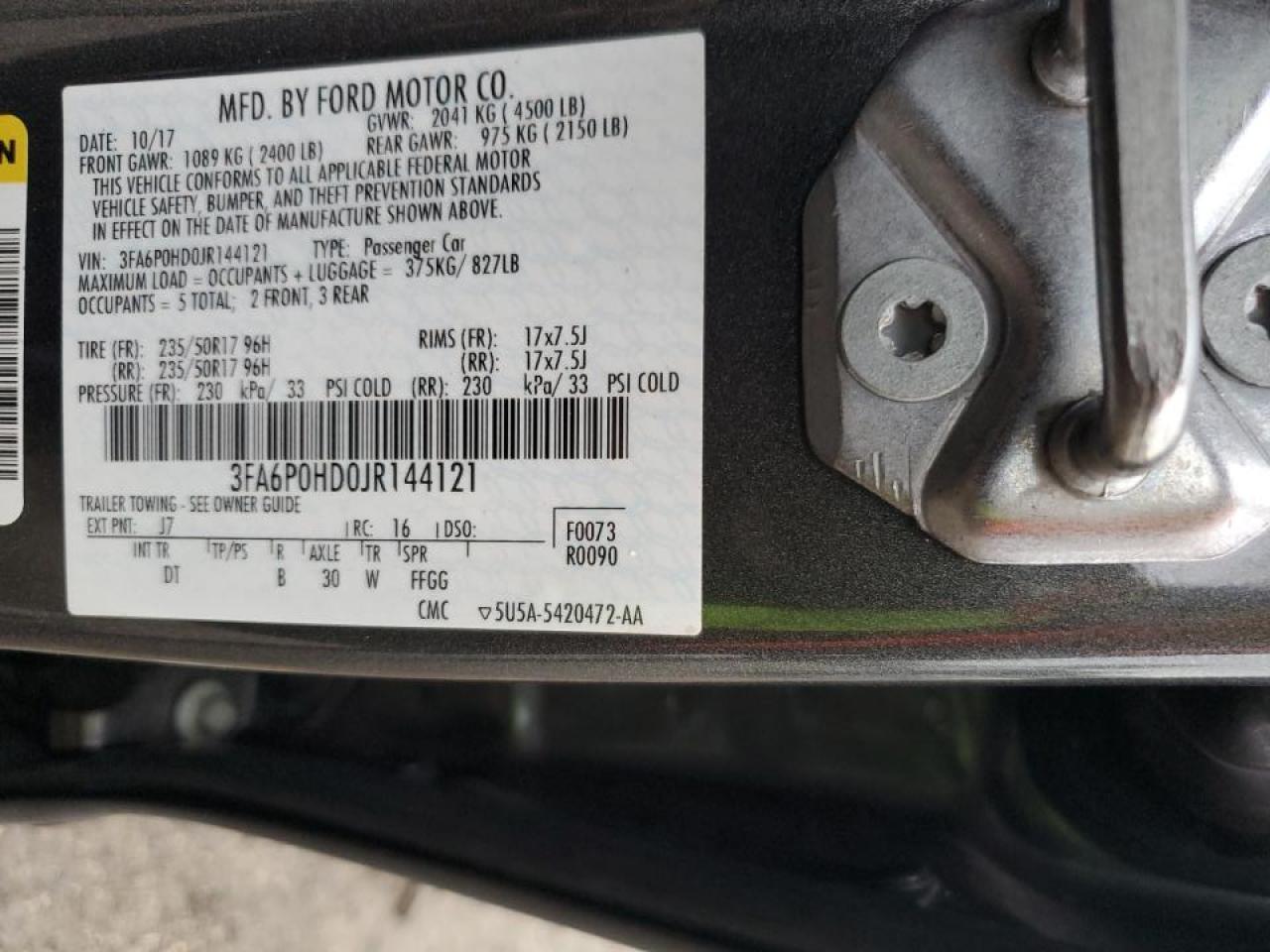 2018 Ford Fusion Se VIN: 3FA6P0HD0JR144121 Lot: 84447185