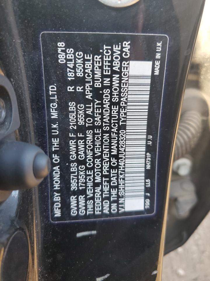 2018 Honda Civic Sport VIN: SHHFK7H40JU428320 Lot: 84372315