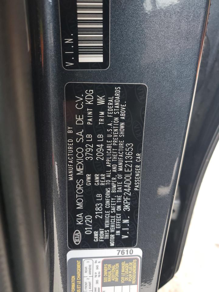 2020 Kia Forte Fe VIN: 3KPF24AD0LE213653 Lot: 81720895
