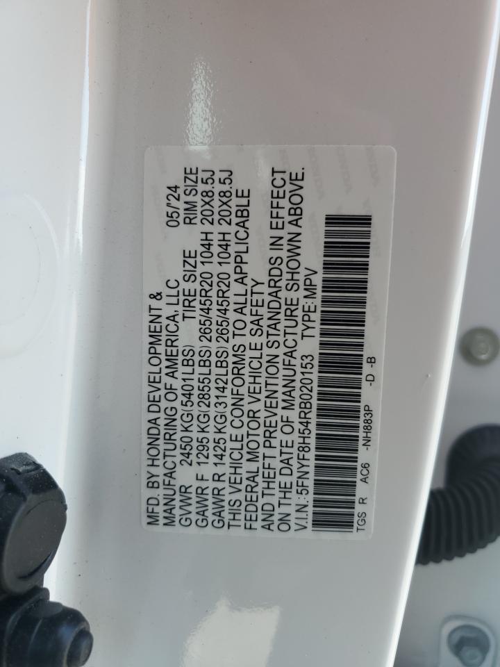 2024 Honda Passport Exl VIN: 5FNYF8H54RB020153 Lot: 84281575