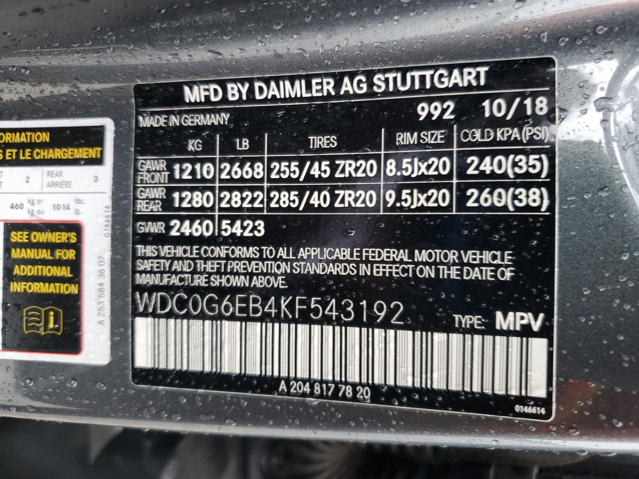 2019 Mercedes-Benz Glc 43 4Matic Amg VIN: WDC0G6EB4KF543192 Lot: 81709475