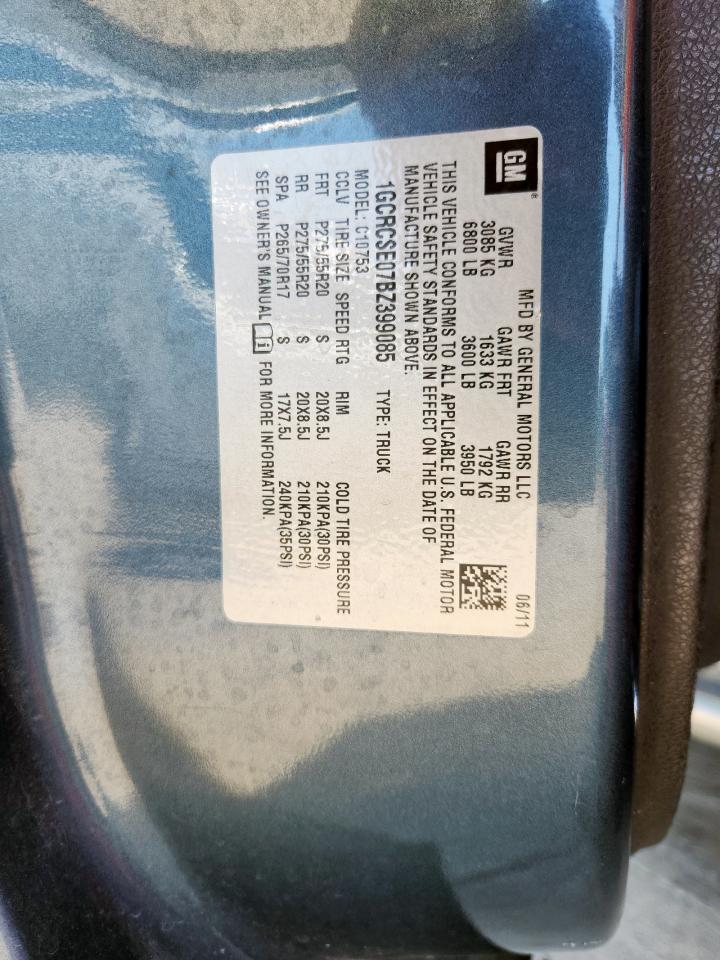 2011 Chevrolet Silverado C1500 Lt VIN: 1GCRCSE07BZ399085 Lot: 71647585