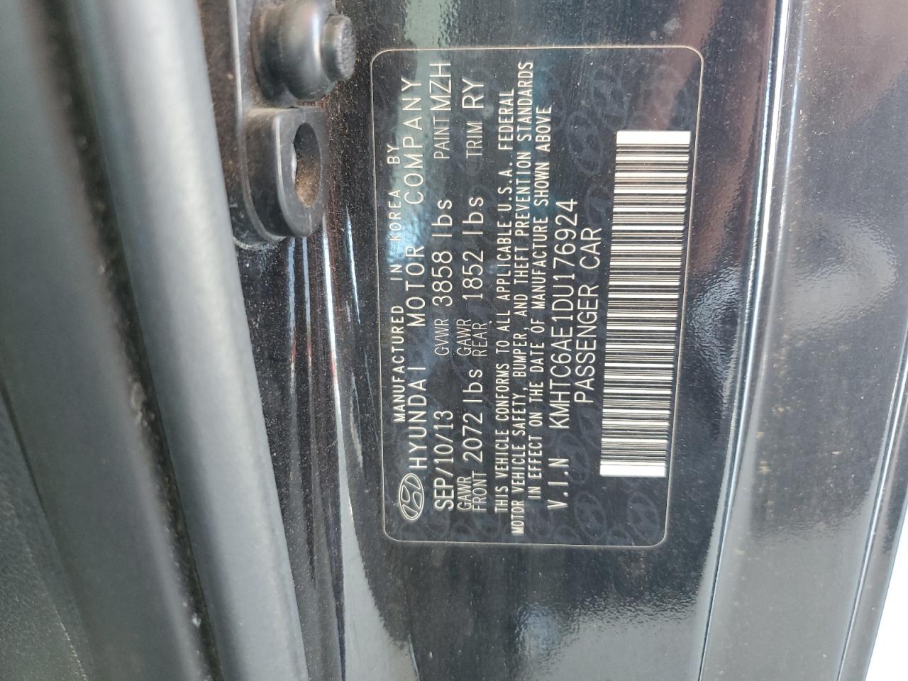 2013 Hyundai Veloster Turbo VIN: KMHTC6AE1DU176924 Lot: 80459215