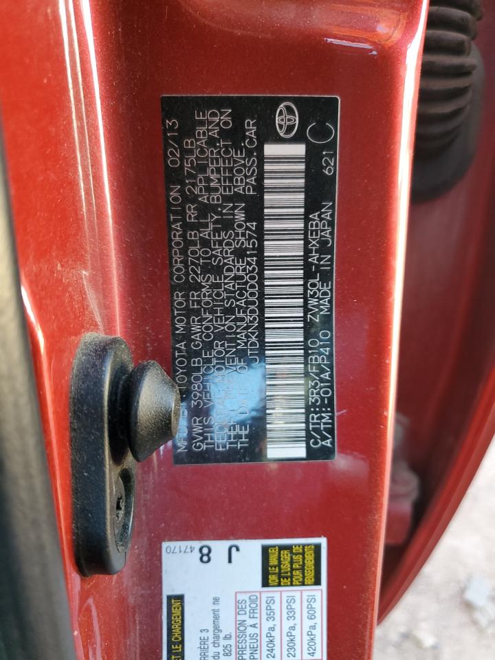 2013 Toyota Prius VIN: JTDKN3DU0D0341574 Lot: 80293145